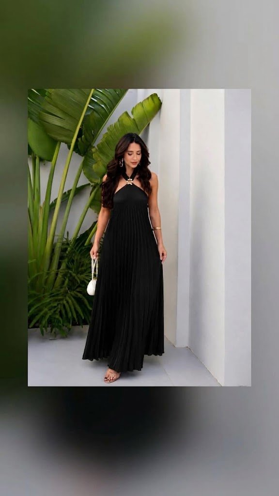 vestido Longo Plissado